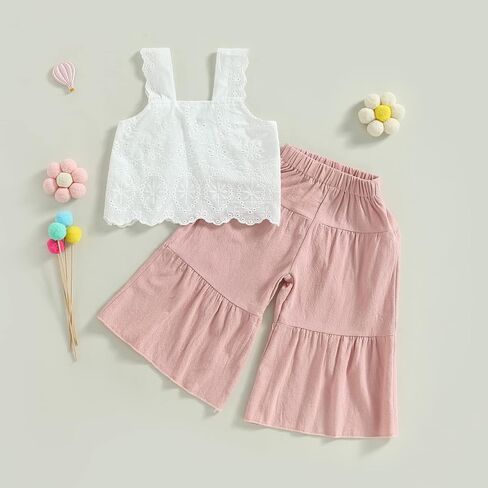 Kids Toddler Baby Girl Spring Summer Outfits Short Sleeve Shirts Lace T-shirt with Jean Pants 2Pcs Clothes Set in Saudi Arabia
