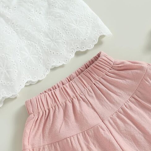 Kids Toddler Baby Girl Spring Summer Outfits Short Sleeve Shirts Lace T-shirt with Jean Pants 2Pcs Clothes Set in Saudi Arabia