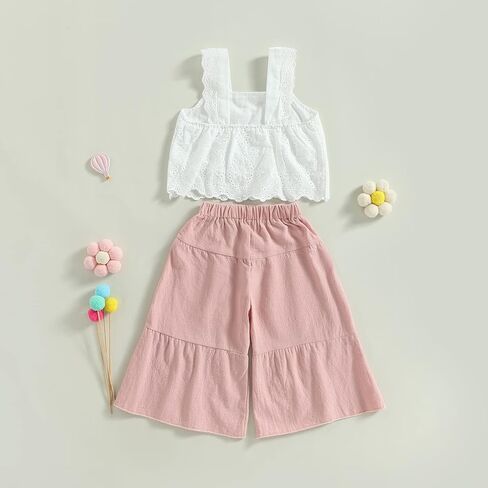 Kids Toddler Baby Girl Spring Summer Outfits Short Sleeve Shirts Lace T-shirt with Jean Pants 2Pcs Clothes Set in Saudi Arabia
