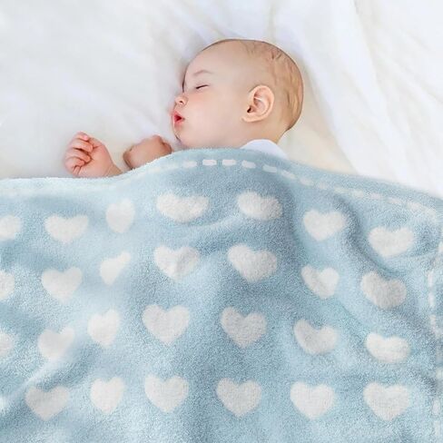 Kid Nation Baby Blankets for Girls Boys Toddler Double-Sided Heart Blanket,40"X 30"Soft Plush Crib Blanket Fluffy Baby Quilt Newborn Stroller Blanket,Light Pink in Kuwait