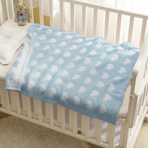 Kid Nation Baby Blankets for Girls Boys Toddler Double-Sided Heart Blanket,40"X 30"Soft Plush Crib Blanket Fluffy Baby Quilt Newborn Stroller Blanket,Light Pink in Kuwait
