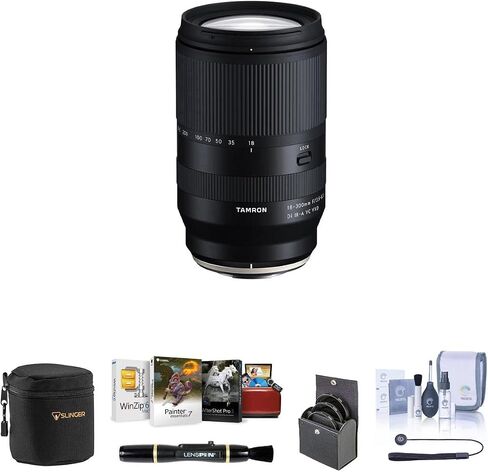 عدسة Tamron مقاس 17-70 مم f/2.8 Di III-A VC RXD لحزمة Fujifilm X مع طقم فلتر 67 مم، وحافظة عدسة، ومنظف العدسات، ومجموعة برامج Corel Mac، ومجموعة التنظيف، وحزام غطاء العدسة العالمي in Saudi Arabia