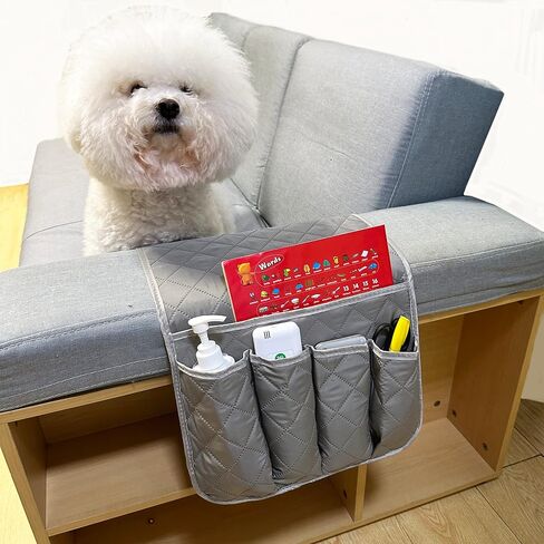 Sofa Armrest Organiser Hanging Caddy Storage Bag Couch Chair TV Remote Control Holder Armchairs Couch Organise for Recliner Remote Holder, TV Control, Cell Phone (Beige) in Saudi Arabia