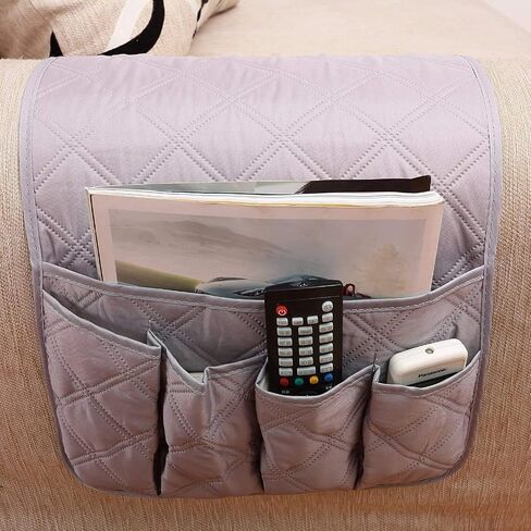 Sofa Armrest Organiser Hanging Caddy Storage Bag Couch Chair TV Remote Control Holder Armchairs Couch Organise for Recliner Remote Holder, TV Control, Cell Phone (Beige) in Saudi Arabia