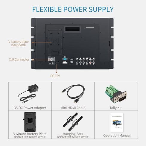 شاشة LCD للبث على حامل من Feel WORLD مقاس 17.3 بوصة 7RU مع مدخل ومخرج 3G-SDI HDMI YPbPr بدقة Full HD 1920×1080 in Saudi Arabia