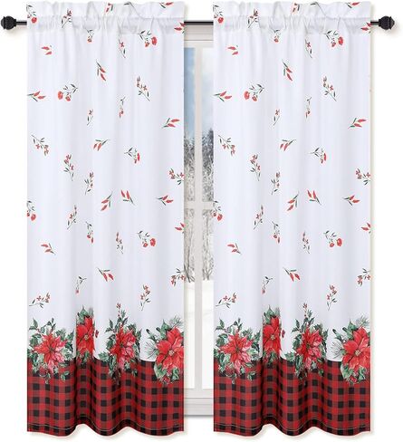 ROYGROW عيد الميلاد ديكور المطبخ الستار مقهى الستار 45 بوصة الطبقة الستائر نافذة العلاج قضيب الجيب لديكور المنزل 2 لوحات للحمام، غرفة المعيشة عيد الميلاد الديكور in Kuwait