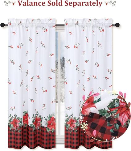 ROYGROW عيد الميلاد ديكور المطبخ الستار مقهى الستار 45 بوصة الطبقة الستائر نافذة العلاج قضيب الجيب لديكور المنزل 2 لوحات للحمام، غرفة المعيشة عيد الميلاد الديكور in Kuwait