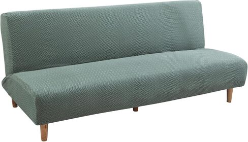 Armless Sofa Bed Cover Futon Slipcover Velvet Stretch Spandex Folding Sofa Couch Non-Armrest Furniture Protector (Velvet Bright Teal) in Saudi Arabia