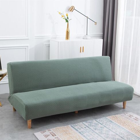 Armless Sofa Bed Cover Futon Slipcover Velvet Stretch Spandex Folding Sofa Couch Non-Armrest Furniture Protector (Velvet Bright Teal) in Saudi Arabia