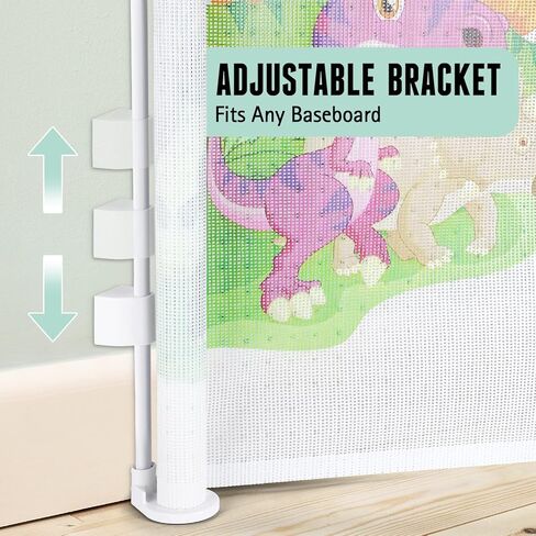 بوابة اطفال قابلة للسحب بعرض 55 انش للاماكن الداخلية والخارجية، بوابة شبكية قابلة للسحب للسلالم للاطفال او الحيوانات الاليفة للمداخل والسلالم والممرات (ابيض، 55 انش عرض × 34 انش طول) in Kuwait