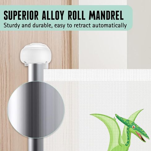 بوابة اطفال قابلة للسحب بعرض 55 انش للاماكن الداخلية والخارجية، بوابة شبكية قابلة للسحب للسلالم للاطفال او الحيوانات الاليفة للمداخل والسلالم والممرات (ابيض، 55 انش عرض × 34 انش طول) in Kuwait