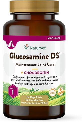 NaturVet Glucosamine DS Plus Level 2 Moderate, Joint Care Support Supplement for Dogs and Cats, Soft Chews, Made in The USA, 120 Count in Kuwait