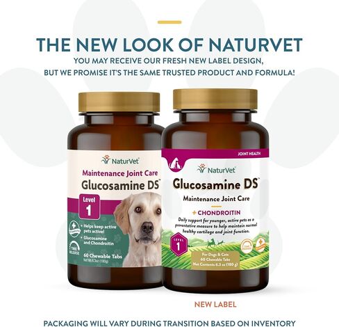 NaturVet Glucosamine DS Plus Level 2 Moderate, Joint Care Support Supplement for Dogs and Cats, Soft Chews, Made in The USA, 120 Count in Kuwait