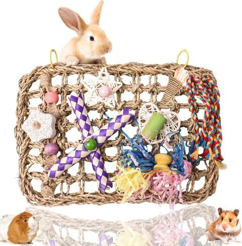 Grddaef Rabbit Toys, Bunny Cage Hanging Chew Toys and Treats for Guinea Pigs Chinchillas Hamsters Rats Other Small Pets Teeth Grinding in Kuwait