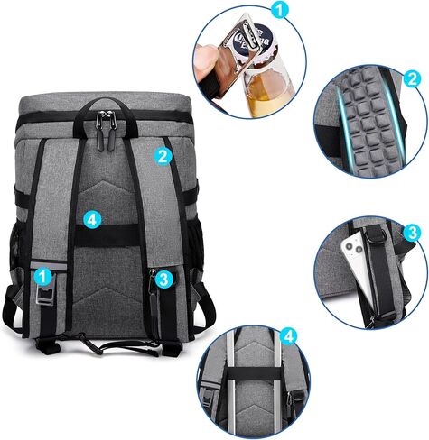 حقيبة ظهر مبرد للنساء، حقيبة ظهر صغيرة ناعمة على الشاطئ، 25 علبة حقيبة ظهر تبريد مقاومة للماء معزولة مانعة للتسرب للتنزه سيرًا على الأقدام والتجديف بالكاياك والنزهات in Kuwait