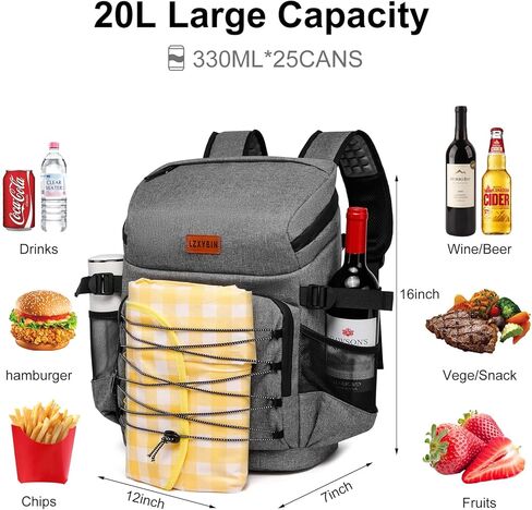 حقيبة ظهر مبرد للنساء، حقيبة ظهر صغيرة ناعمة على الشاطئ، 25 علبة حقيبة ظهر تبريد مقاومة للماء معزولة مانعة للتسرب للتنزه سيرًا على الأقدام والتجديف بالكاياك والنزهات in Kuwait