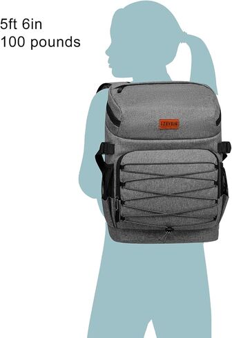 حقيبة ظهر مبرد للنساء، حقيبة ظهر صغيرة ناعمة على الشاطئ، 25 علبة حقيبة ظهر تبريد مقاومة للماء معزولة مانعة للتسرب للتنزه سيرًا على الأقدام والتجديف بالكاياك والنزهات in Kuwait