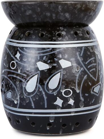 Mosaic Glass Wax melt Warmer Electric Oil Burner Candle Wax Warmer Romantic Aroma Warmer for Essential Oils Burner & Premium Wax Melts Burner,Simple Roller Switch,Gift,Home Decoration (AW003-Black) in Saudi Arabia