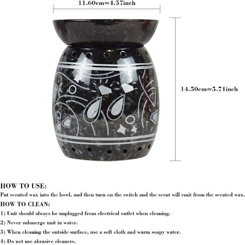 Mosaic Glass Wax melt Warmer Electric Oil Burner Candle Wax Warmer Romantic Aroma Warmer for Essential Oils Burner & Premium Wax Melts Burner,Simple Roller Switch,Gift,Home Decoration (AW003-Black) in Saudi Arabia