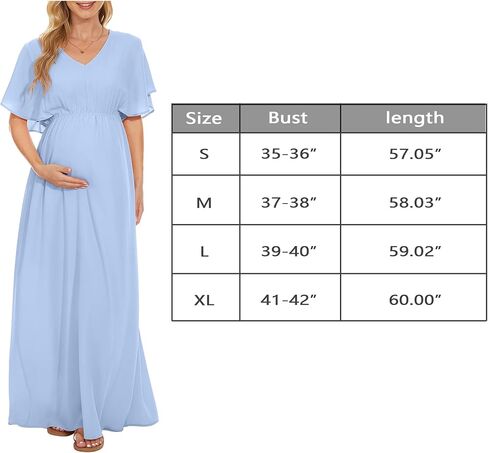 Narcissus Womens V Neck Short Bell Sleeve Maternity Dress/Flowy Summer Maternity Maxi Dress Baby Shower Photoshoot in Kuwait