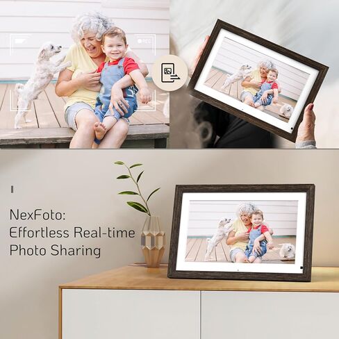 إطار صورة رقمي كبير مقاس 14 بوصة من NexFoto بسعة 32 جيجابايت مع جهاز تحكم عن بعد، وإطار خشبي للصور الرقمية WiFi مع شاشة تعمل باللمس IPS، وسهل مشاركة الصور أو مقاطع الفيديو عبر التطبيق، هدية للأجداد in Kuwait