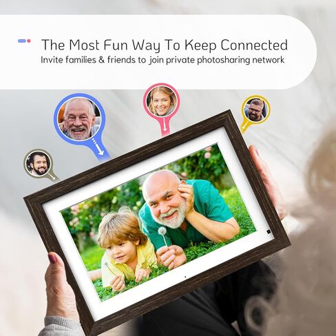 إطار صورة رقمي كبير مقاس 14 بوصة من NexFoto بسعة 32 جيجابايت مع جهاز تحكم عن بعد، وإطار خشبي للصور الرقمية WiFi مع شاشة تعمل باللمس IPS، وسهل مشاركة الصور أو مقاطع الفيديو عبر التطبيق، هدية للأجداد in Kuwait