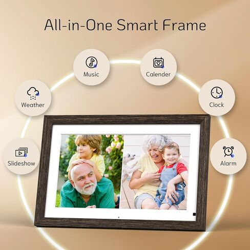 إطار صورة رقمي كبير مقاس 14 بوصة من NexFoto بسعة 32 جيجابايت مع جهاز تحكم عن بعد، وإطار خشبي للصور الرقمية WiFi مع شاشة تعمل باللمس IPS، وسهل مشاركة الصور أو مقاطع الفيديو عبر التطبيق، هدية للأجداد in Kuwait