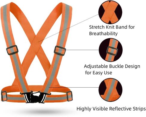 DLTWXY Running Reflective Vest Elastic Adjustable Reflective Vest 2 Pieces with 4 High-Visibility Reflective Belts for Nighttime Running Biking Motorcycle Dog Walking fits Men Women Kids in Saudi Arabia