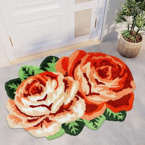 USTIDE Pastoral Style Handmade Floral Rug Girls Bedroom Rugs Washable Kids Play Rugs Anti-Skid Bath Mat Floor Rugs (Purple) in Saudi Arabia