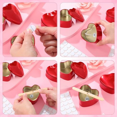 هوتوب 6 قطع من علب معدنية على شكل قلب مع اغطية، علب حلوى عيد الحب، علب حلوى فارغة على شكل قلب، علب كنوز لعيد الحب واعياد الميلاد (احمر) in Kuwait