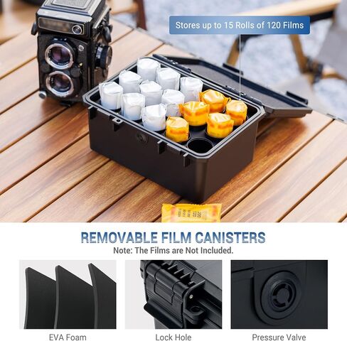 JJC Sturdy Secure 35mm Film Case Canister Holder, IP67 Waterproof | Container for 15 Rolls 35mm Negative Film, Anti-Shock Light-Sealed Negative Film Organizer Storage Box for Travel (No Film in Saudi Arabia