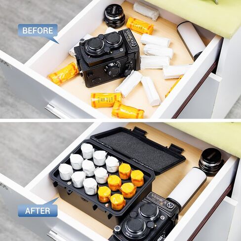 JJC Sturdy Secure 35mm Film Case Canister Holder, IP67 Waterproof | Container for 15 Rolls 35mm Negative Film, Anti-Shock Light-Sealed Negative Film Organizer Storage Box for Travel (No Film in Saudi Arabia