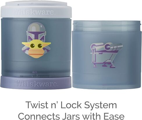 حاويات الوجبات الخفيفة القابلة للتكديس من Whiskware Star Wars للأطفال والصغار، 3 أكواب للوجبات الخفيفة قابلة للتكديس للمدرسة أو السفر، ماندو، جروجو، والشحن in Kuwait