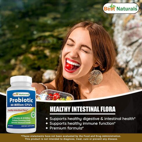 Best Naturals Probiotic 10 Strains & 30 Billion CFU Intestinal Flora, 60 Veggie Capsules (60 Count (Pack of 1)) in Saudi Arabia