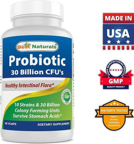 Best Naturals Probiotic 10 Strains & 30 Billion CFU Intestinal Flora, 60 Veggie Capsules (60 Count (Pack of 1)) in Saudi Arabia