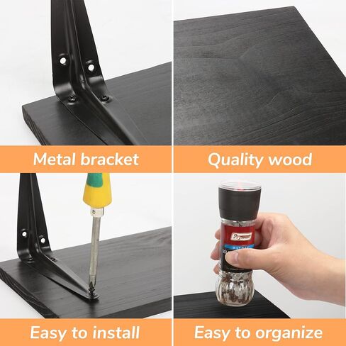 BAMFOX Floating Wall Shelf,Natural Bamboo Wall Storage Shelf for Bedroom, Living Room, Bathroom, Kitchen, Office and More,9.1x4.1x3.5 inch in Kuwait