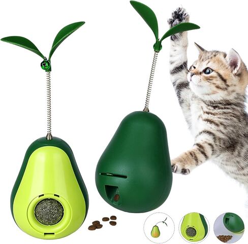 Pawaboo 2 Pack Catnip Tumbler Toys, Cat Teaser Toys for Slow Feeding Function, Cute Avocado Shape Catnip Ball Toys for Indoor Cats Kitty in Kuwait