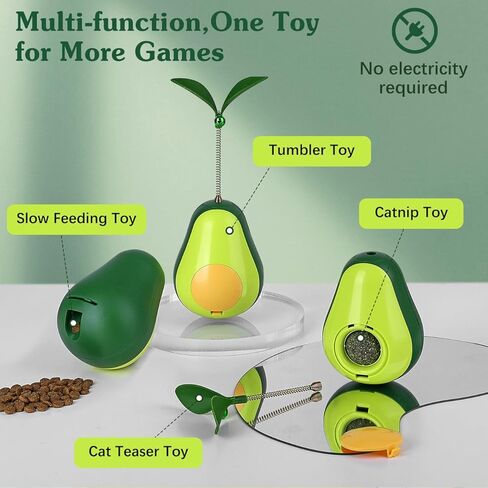 Pawaboo 2 Pack Catnip Tumbler Toys, Cat Teaser Toys for Slow Feeding Function, Cute Avocado Shape Catnip Ball Toys for Indoor Cats Kitty in Kuwait