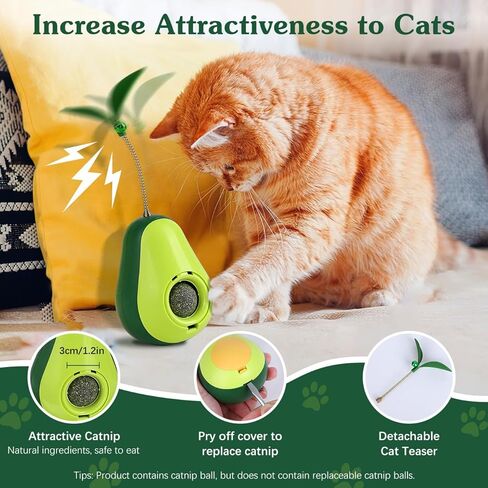 Pawaboo 2 Pack Catnip Tumbler Toys, Cat Teaser Toys for Slow Feeding Function, Cute Avocado Shape Catnip Ball Toys for Indoor Cats Kitty in Kuwait