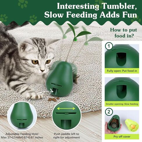 Pawaboo 2 Pack Catnip Tumbler Toys, Cat Teaser Toys for Slow Feeding Function, Cute Avocado Shape Catnip Ball Toys for Indoor Cats Kitty in Kuwait