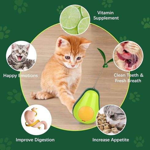 Pawaboo 2 Pack Catnip Tumbler Toys, Cat Teaser Toys for Slow Feeding Function, Cute Avocado Shape Catnip Ball Toys for Indoor Cats Kitty in Kuwait