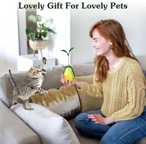 Pawaboo 2 Pack Catnip Tumbler Toys, Cat Teaser Toys for Slow Feeding Function, Cute Avocado Shape Catnip Ball Toys for Indoor Cats Kitty in Kuwait