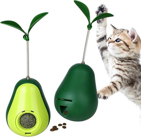 Pawaboo 2 Pack Catnip Tumbler Toys, Cat Teaser Toys for Slow Feeding Function, Cute Avocado Shape Catnip Ball Toys for Indoor Cats Kitty in Kuwait
