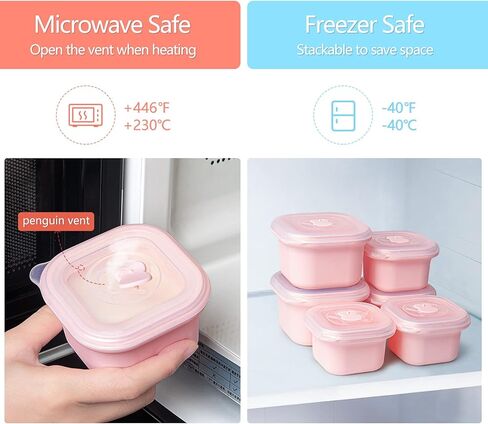 Termichy Baby Food Containers, 4 Pack Leakproof Silicone Baby Food Jars with Lids, Microwave, Freezer & Dishwasher Safe, Food Storages Prefer for Daycare-No Glass (4x3OZ, Blue) in Kuwait