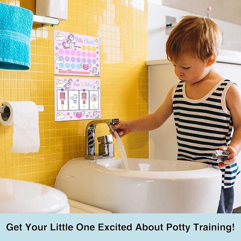 مخطط ملصقات للتدريب على استخدام المرحاض من رينبو يونيكورن للأطفال الصغار الأولاد والبنات، 10 مخطط تدريب على استخدام المرحاض مع 216 ملصقًا وبطاقة روتينية واحدة - A21 in Kuwait
