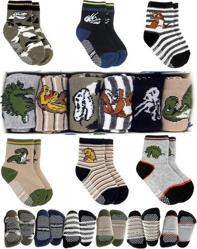 جوارب تايني كابتن للأطفال الصغار للأولاد والبنات بقبضة ديناصور لعمر سنة واحدة هدية غير قابلة للانزلاق للأعمار من 1 إلى 3 جوارب للكاحل وطاقم in Kuwait