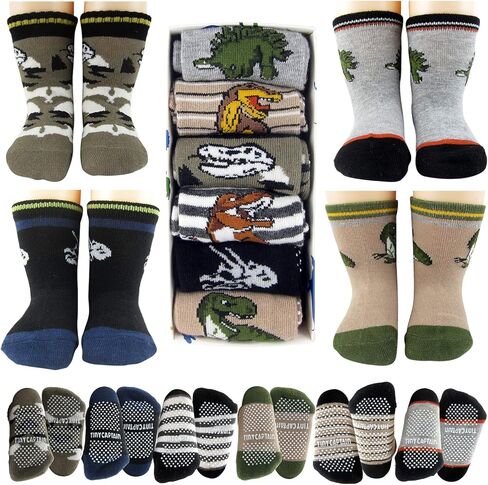 جوارب تايني كابتن للأطفال الصغار للأولاد والبنات بقبضة ديناصور لعمر سنة واحدة هدية غير قابلة للانزلاق للأعمار من 1 إلى 3 جوارب للكاحل وطاقم in Kuwait