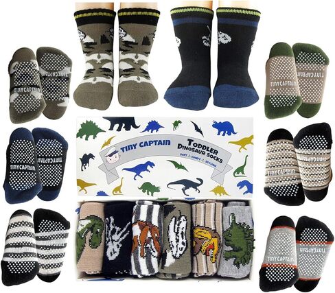 جوارب تايني كابتن للأطفال الصغار للأولاد والبنات بقبضة ديناصور لعمر سنة واحدة هدية غير قابلة للانزلاق للأعمار من 1 إلى 3 جوارب للكاحل وطاقم in Kuwait