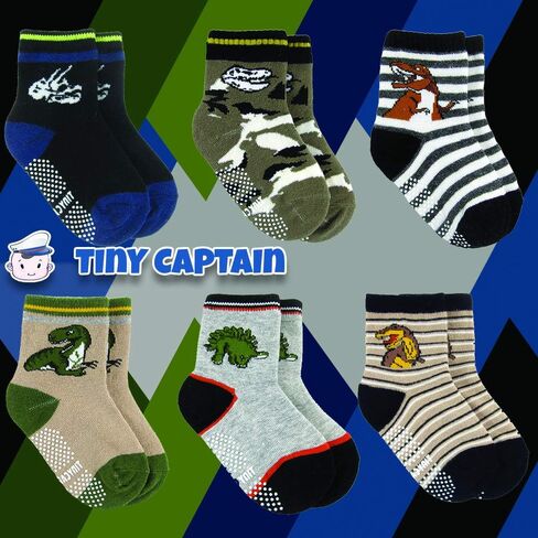 جوارب تايني كابتن للأطفال الصغار للأولاد والبنات بقبضة ديناصور لعمر سنة واحدة هدية غير قابلة للانزلاق للأعمار من 1 إلى 3 جوارب للكاحل وطاقم in Kuwait
