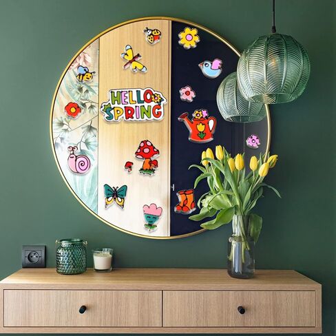 Funrous 30 Pcs Happy Easter Gel Window Clings Stickers Spring Window Thick Gel Clings Decals Double Sided Eggs Bunny Window Clings Decoration for Refrigerators Window Classroom(Cute Style) in Kuwait